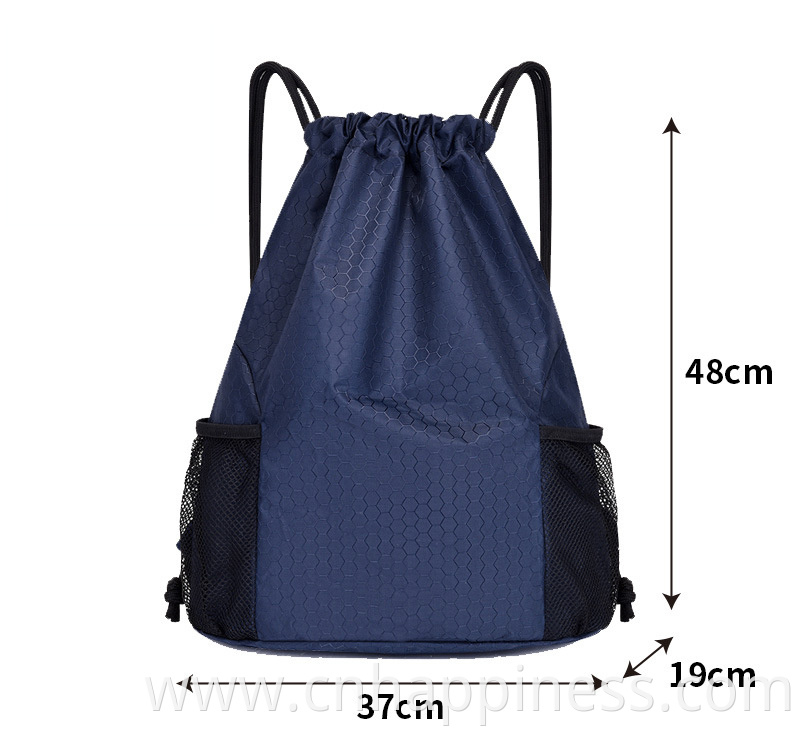 Custom Waterproof Travel Polyester Nylon Fabric Drawstring Pouch Bag Gym Sports Shoe Storage Organizer Men Drawstring Backpack